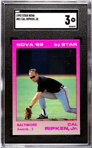 Orioles Cal Ripken Jr 1992 Star Nova No.81 SGC Graded 3 Single Card