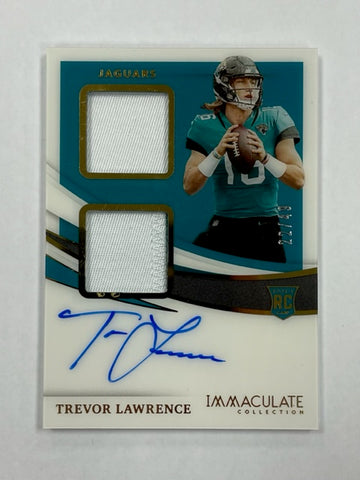 Jaguars Trevor Lawrence 2021 Panini Immaculate No.ISP-TL #22/49 Autographed Relic Rookie Single Card