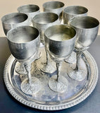 Vintage Godinger Art Silver Plated 8-Pack Goblet and Tray Set