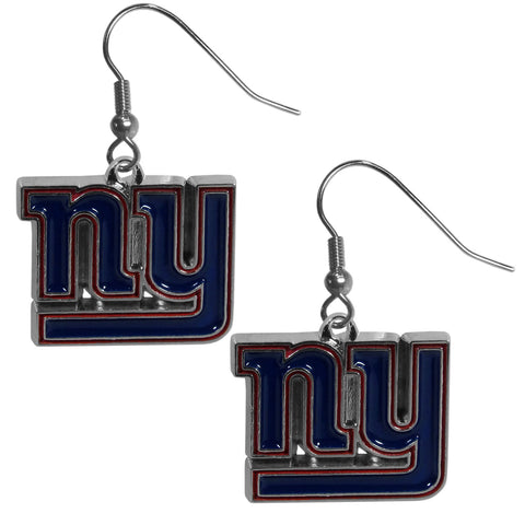 Giants Earrings Dangle Chrome NFL