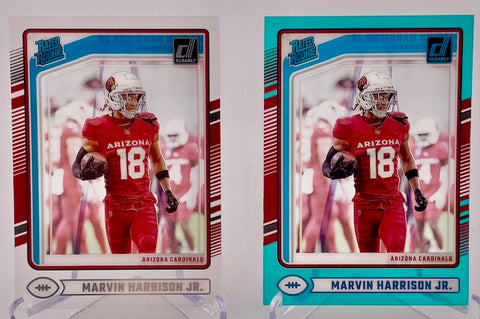 Cardinals Marvin Harrison Jr 2024 Panini Clearly Donruss No.54 Teal & Base (Lot of 2) Single Card