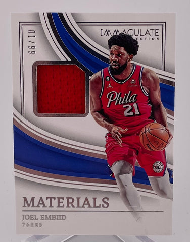 76ers Joel Embiid 2022-23 Panini Immaculate No.ICM-EMB #01/99 Relic Single Card