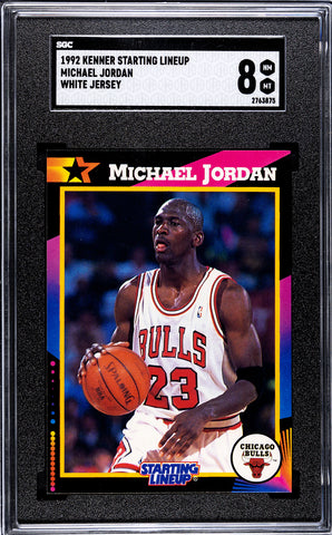 Bulls Michael Jordan 1992 Kenner Starting Lineup "White Jersey" SGC Graded 8 Single Card (2763875)