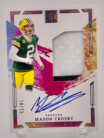 Packers Mason Crosby 2024 Panini Impeccable No.EPA-MCY #74/75 Autographed Relic Single Card