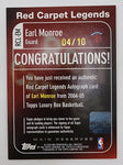 Knicks Earl Monroe 2005 Topps-Red Carpet Legends #RCL-EM 04/10 Autographed Single Card