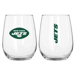 Jets 16oz Curved Gameday Stemless Wine Glass NFL