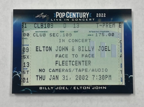 Musician Billy Joel/Elton John 2022 Leaf Metal Pop Century No.LIC-24 Concert Ticket Single Card