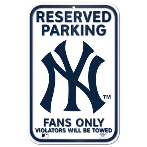 Yankees Plastic Sign 11x17 Reserved Parking White