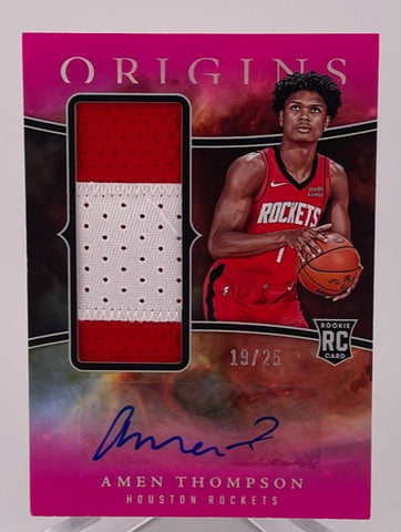 Rockets Amen Thompson 2023-24 Panini Origins No.RJA-AMN #19/25 Autographed Relic Rookie Single Card