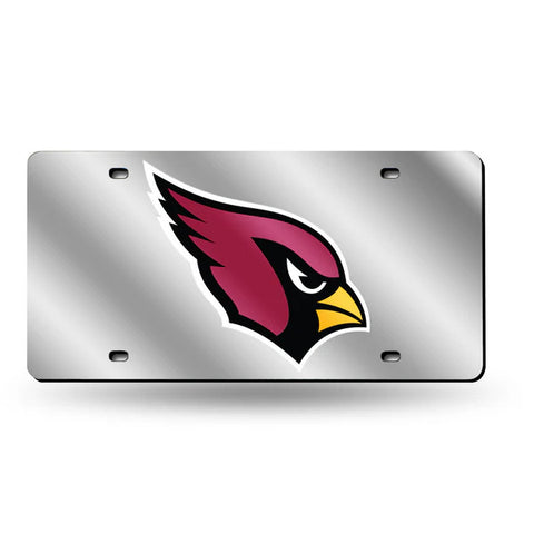 Cardinals Laser Cut License Plate Tag Silver NFL