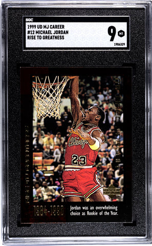 Bulls Michael Jordan 1999 Upper Deck MJ Career No.12 Rise to Greatness SGC Graded 9 Single Card (1906329)
