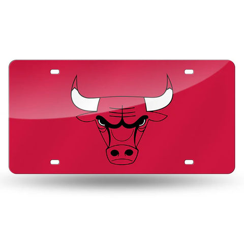 Bulls Laser Cut License Plate Tag Color Red