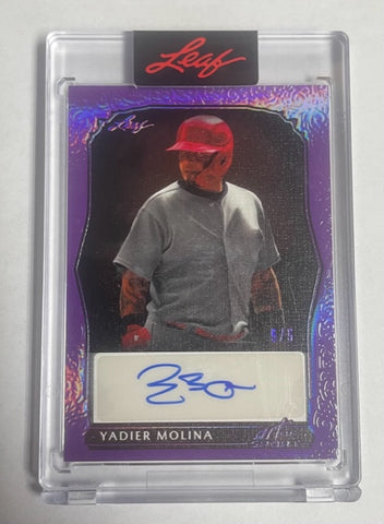 Cardinals Yadier Molina 2023 Leaf Art of Sport No.BA-YM1 #5/5 Autographed Single Card