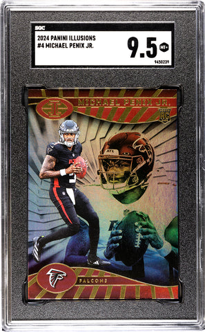 Falcons Michael Penix Jr 2024 Panini Illusions No.4 SGC Graded 9.5 Rookie Single Card