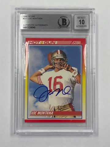 49ers Joe Montana 1990 Score No.311 Beckett Autographed 10 Sub-Graded Single Card