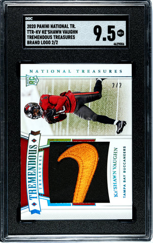 Buccaneers Ke'Shawn Vaughn 2020 Panini National Treasures No.TTR-KV #2/2 SGC Graded 9.5 Relic Rookie Single Card