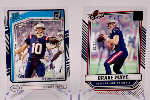 Patriots Drake Maye 2024 Panini Clearly Donruss No.3 #51/99 - No.53 Rookie (Lot of 2) Single Card