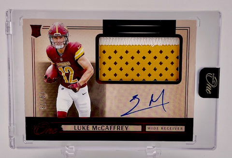 Commanders Luke McCaffrey 2024 Panini One No.19 #19/78 Autographed Relic Rookie Single Card