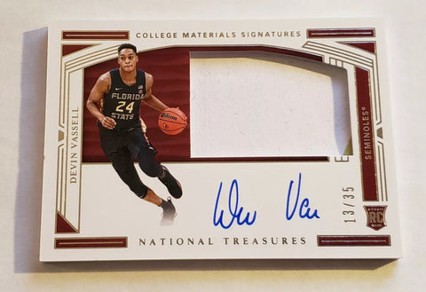 Spurs Devin Vassell 2020 Panini National Treasures #13/35 Patch & On-Card Autographed Single Card