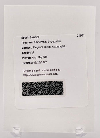Padres Kash Mayfield 2025 Panini Impeccable No.27 Autographed Relic Rookie Redemption Single Card