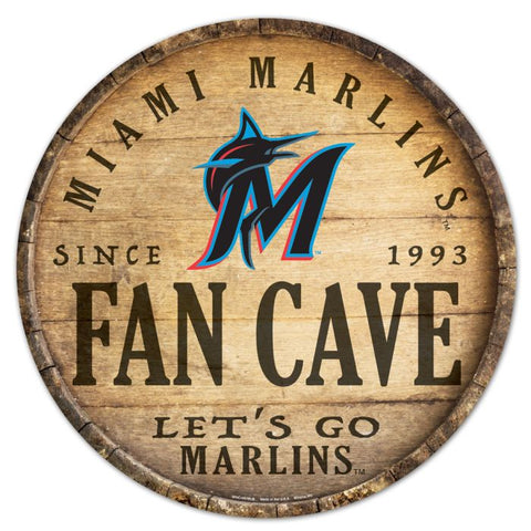 Marlins Wood Sign Round 14" Fan Cave