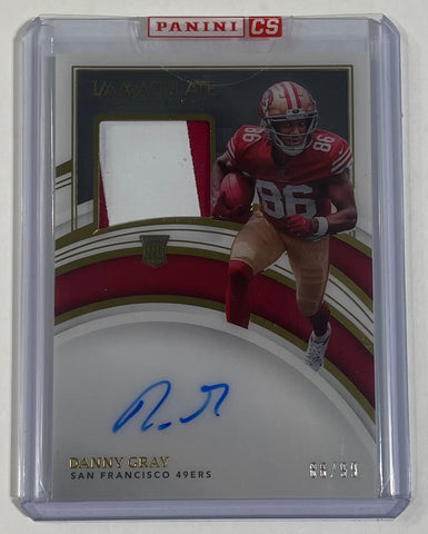 49ers Danny Gray 2022 Panini Immaculate No.131 88/99 RPA Autograph Relic Rookie Single Card