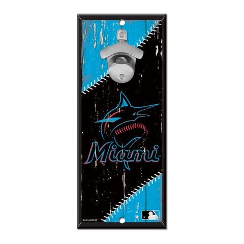 Marlins 5x11 Wood Bottle Opener Sign