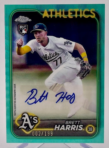 Athletics Brett Harris 2024 Topps Chrome Update Series No.AC-BHA #002/199 Autographed Rookie Single Card