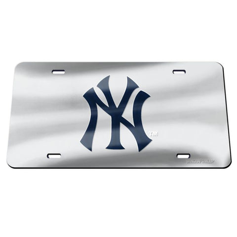 Yankees Laser Cut License Plate Tag Acrylic Silver