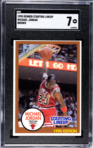 Bulls Michael Jordan 1990 Kenner Starting Lineup "1990 Edition" Brown Border SGC Graded 7 Single Card (4749231)