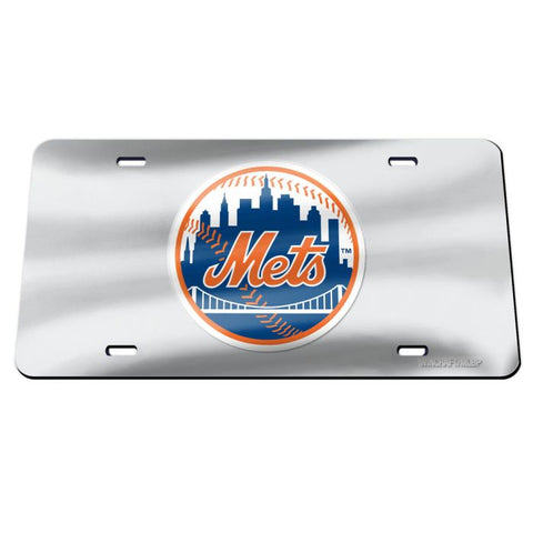 Mets Laser Cut License Plate Tag Acrylic Silver