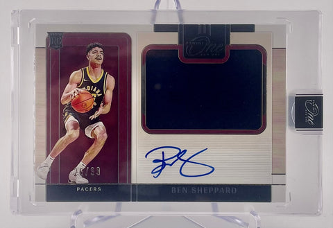 Pacers Ben Sheppard 2023-24 Panini One & One No.PRJ-BEN #26/99 Autographed Relic Rookie Single Card