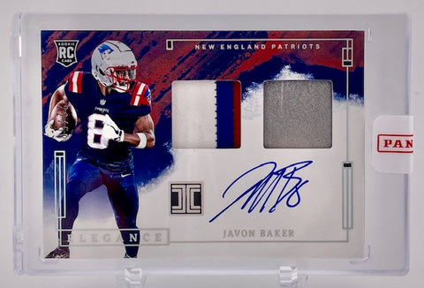 Patriots Javon Baker 2024 Panini Impeccable No.RHP-JBR #22/50 Autographed Relic Rookie Single Card