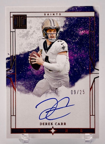 Saints Derek Carr 2024 Panini Impeccable No.ISS-DCR #09/25 Autographed Single Card