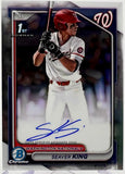 Nationals Seaver King 2024 Topps Bowman Draft Chrome No. CPA-SK Autographed Single Card