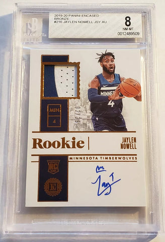 Timberwolves Jaylen Nowell 2019-20 FOTL Encased #02/35 Rookie Graded 8 Near Mint 10 Autographed Single Card