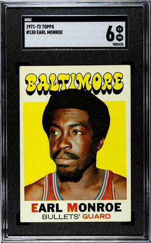 Bullets Earl Monroe 1971-72 Topps No.130 SGC Graded 6 Single Card