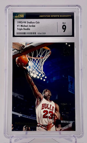 Bulls Michael Jordan 1993-94 Topps Stadium Club No.1 CSG Graded 9 Single Card