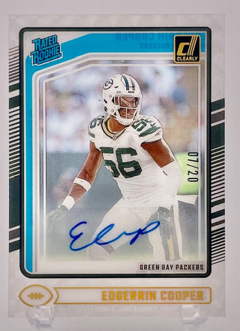 Packers Edgerrin Cooper 2024 Panini Clearly Donruss No.98 #07/20 Autographed Rookie Single Card
