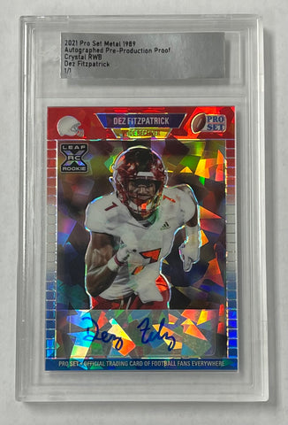 Louisville Dez Fitzpatrick 2021 Leaf Pro Set Metal 1989 Pre-Production 1/1 Red White & Blue Autographed Rookie Single Card