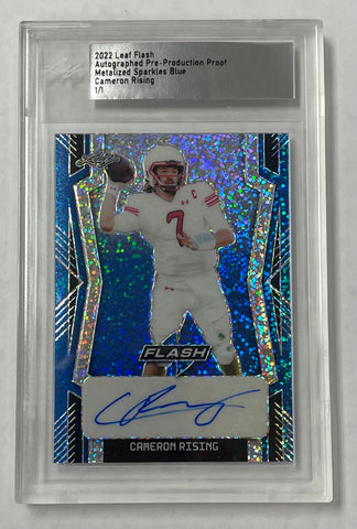 Cameron Rising 2022 Leaf Flash Pre-Production 1/1 Blue Sparkle Autographed Rookie Single Card