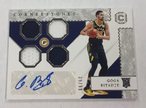 Pacers Goga Bitadze 2019-20 Chronicles Cornerstone #39/99 Autographed Relic Rookie Single Card