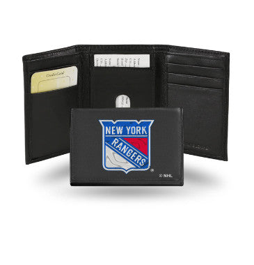 Rangers Leather Wallet Embroidered Trifold NHL