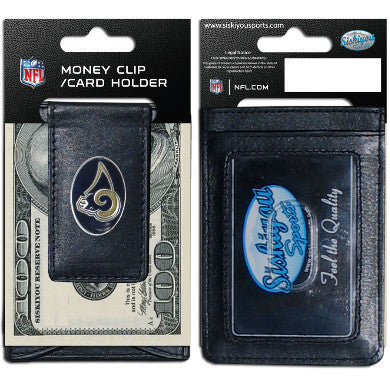 Rams Leather Cash & Cardholder Magnetic Logo