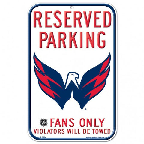 Capitals Plastic Sign 11x17 Reserved Parking White