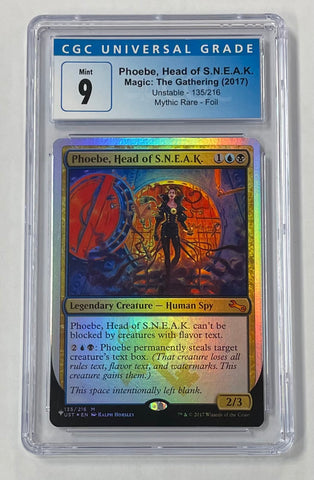 Phoebe, Head of S.N.E.A.K. 2017 Magic the Gathering Unstable 135/216 Mythic Rare Foil CGC 9 Graded Single Card