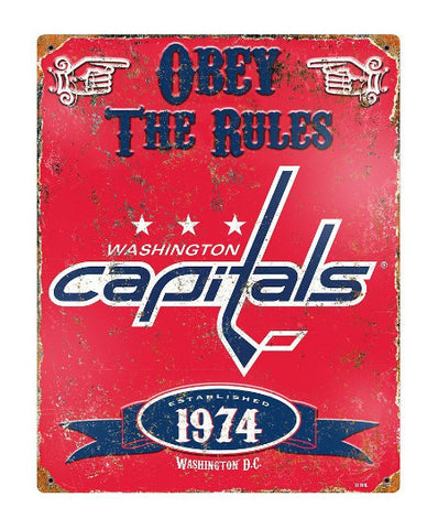 Capitals Obey Embossed Metal Sign