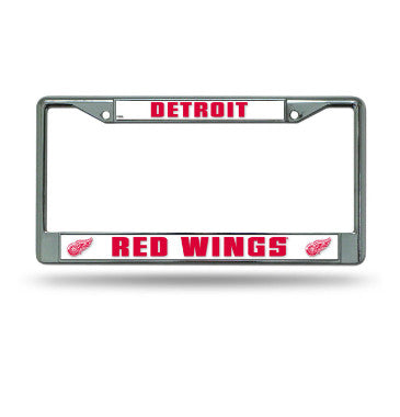 Red Wings Chrome License Plate Frame Silver