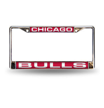 Bulls Laser Cut License Plate Frame Silver