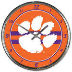 Clemson Round Wall Clock Chrome 12"